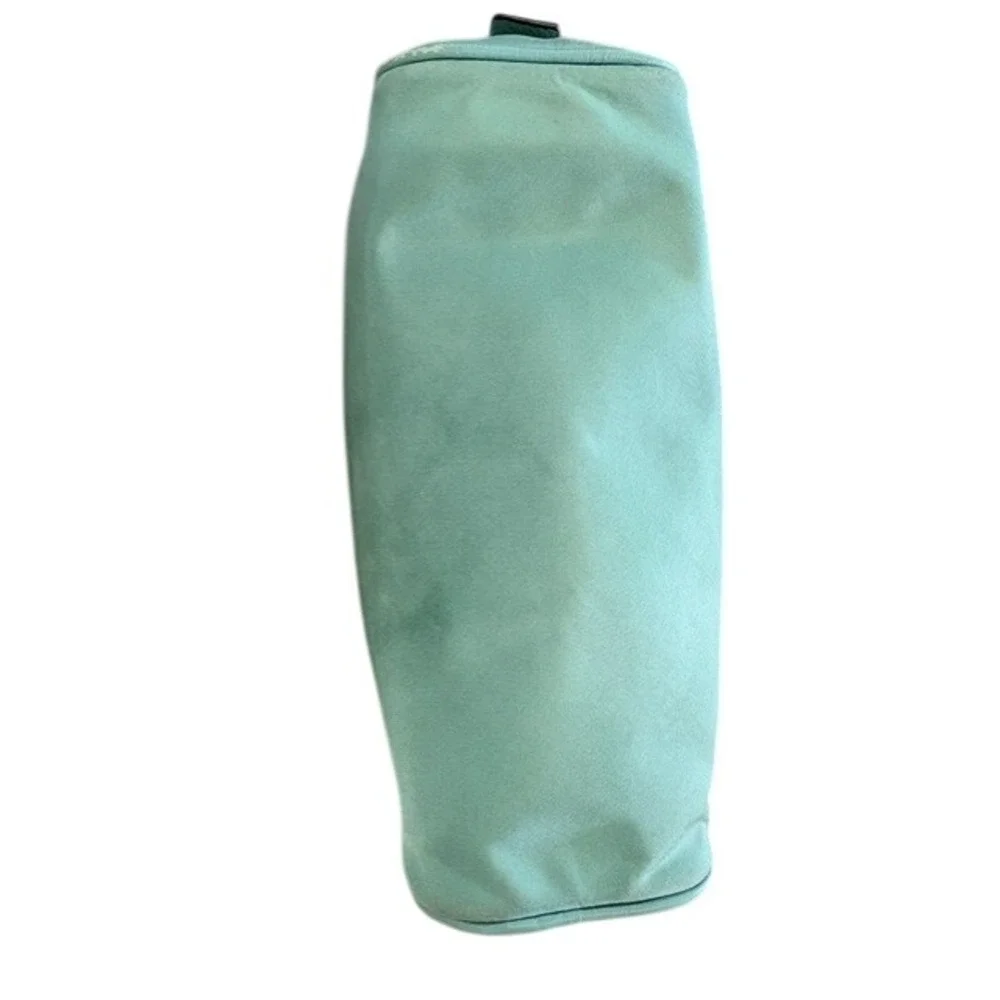 Coach New York Teal Nylon and Leather Cosmetic Case Makeup Bag Pouch
